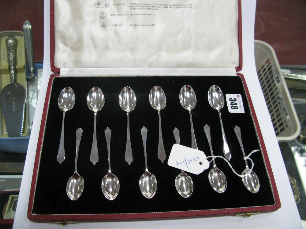 A Set of Twelve Hallmarked Silver Coffee Spoons, London, Chester, Edinburgh, Glasgow, Birmingham and