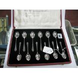 A Set of Twelve Hallmarked Silver Coffee Spoons, London, Chester, Edinburgh, Glasgow, Birmingham and