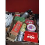 A Quantity of Tins, soda syphon, thermos flask, etc:- One Box