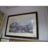 A Peter Owen Jones Limited Edition Colour Print, 'Railway Station Scene', 40.5 x 67cm, signed P .