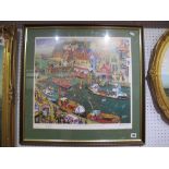 A Joe Scarborough Signed Print "Ella Harland's Whitby", signed by P.N. Thompson (Coxswain Mechanic