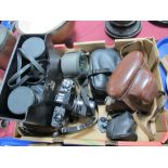 A Cantrax 1637 MA Quartz Camera, other camera and equipment, Halina 20 x 50 binoculars cased,