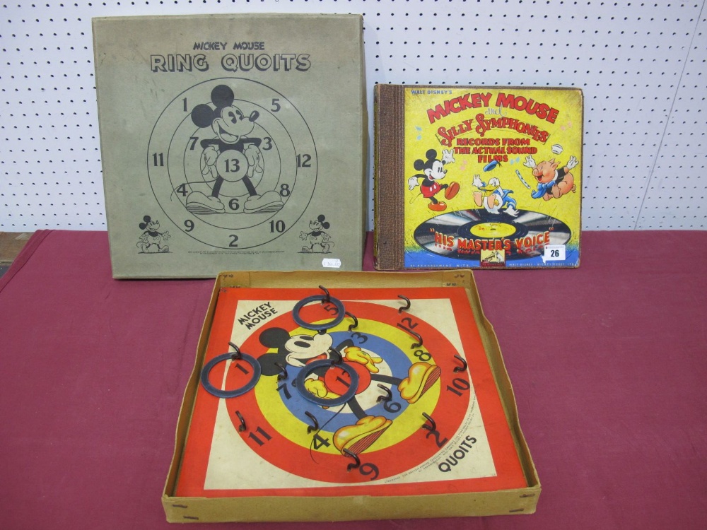 A Boxed Pre-War Chad Valley 'Mickey Mouse' Ring Set, plus a HMV 'Mickey Mouse' Silly Symphonies Four