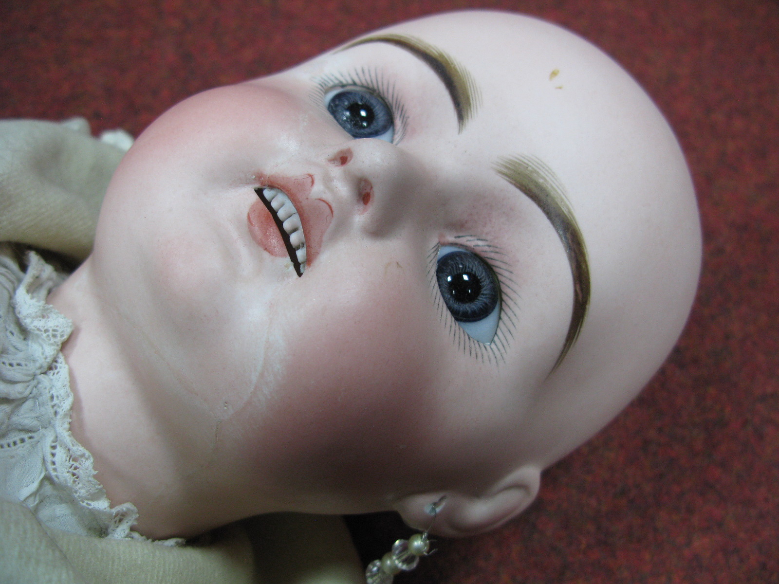 An Early XX Century Bisque Headed Doll, head stamped 14. Fixed eyes, open mouth with teeth, 73cm - Image 9 of 10