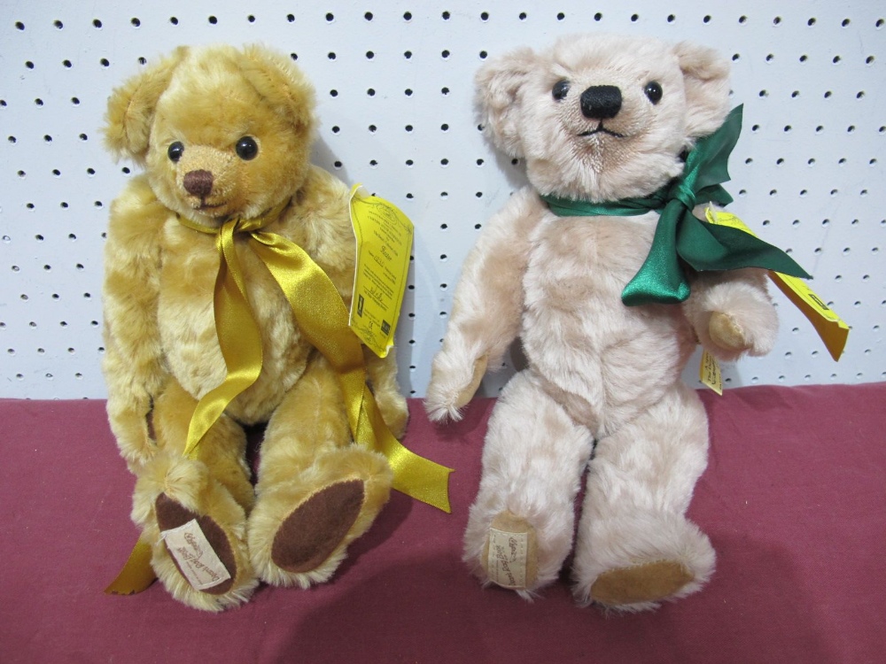 Two Dean's Teddy Bears, Hector Bear, 1994, number 1230, and Herbert Bear, 1995, number 2300.