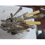 A Decorative Set of Six Hallmarked Silver Handled Knives and Forks, a hallmarked silver Kings