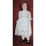 An Early XX Century Bisque Headed Doll by Simon Halbig of Germany, head stamped PB/1906/10, sleepy
