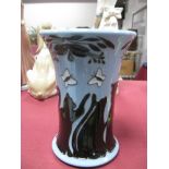 A Moorcroft Pottery Vase, in the Lucky Black Cat design by Paul Hilditch, numbered edition 476,