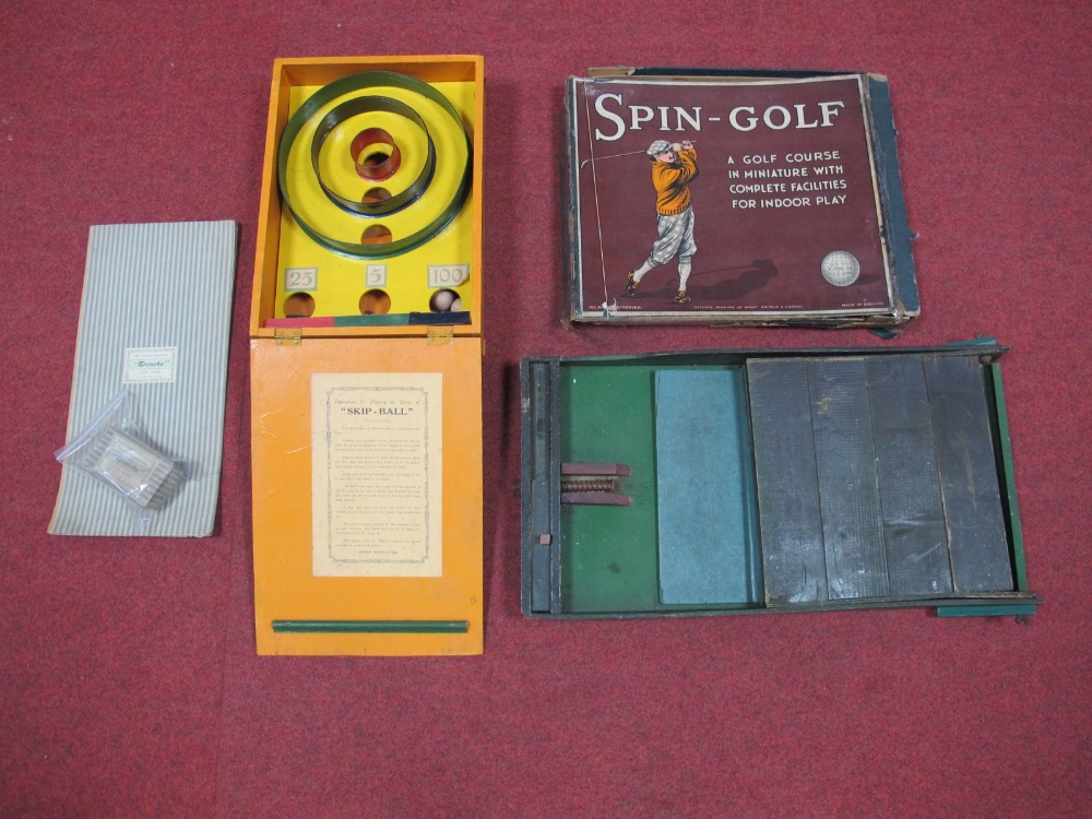 Four Early Mid XX Century Games, including 'Trencho' with board, Spin Golf, boxed, 'Skee-Ball' by