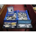 A Mixed Lot of Assorted Plated Cutlery, including spoons, cased fish servers, ladles, tongs,