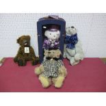 Four Modern Teddy Bears, by K. M. Bears, C and M's Bear Hugs and other including Bear Hugs Silver