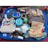 Sewing Collectables, including scissors, cottons, sequins, buttons, machine tools, etc:- One Tray