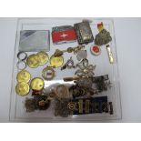 Inner Wheel, Girl Guides, National Trust and Other Badges, whistle, book style vesta case with