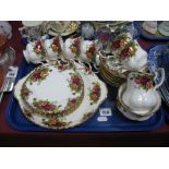 A Royal Albert 'Old Country Roses' Tea Service, comprising cake plate, six tea plates, six tea