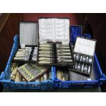 A Mixed Lot of Assorted Plated Cutlery, including knives and forks, cased sets, etc:- Two Boxes