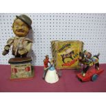 A Japanese Battery 'Charlie Weaver' Toy, a Peter Pan clockwork stubborn donkey and clockwork