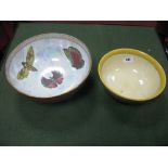 A Clarice Cliff 'Bizarre' Bowl, decorated with band of yellow and red, 19cm diameter, and a