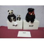 Two Boxed Modern Steiff (Danbury Mint) Bears, Panda Bear (mother and cub), Joshua Teddy Bear,