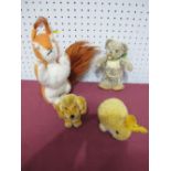 Four Steiff Soft Toy Animals, 1960's and later, including growler bear, retriever puppy, baby