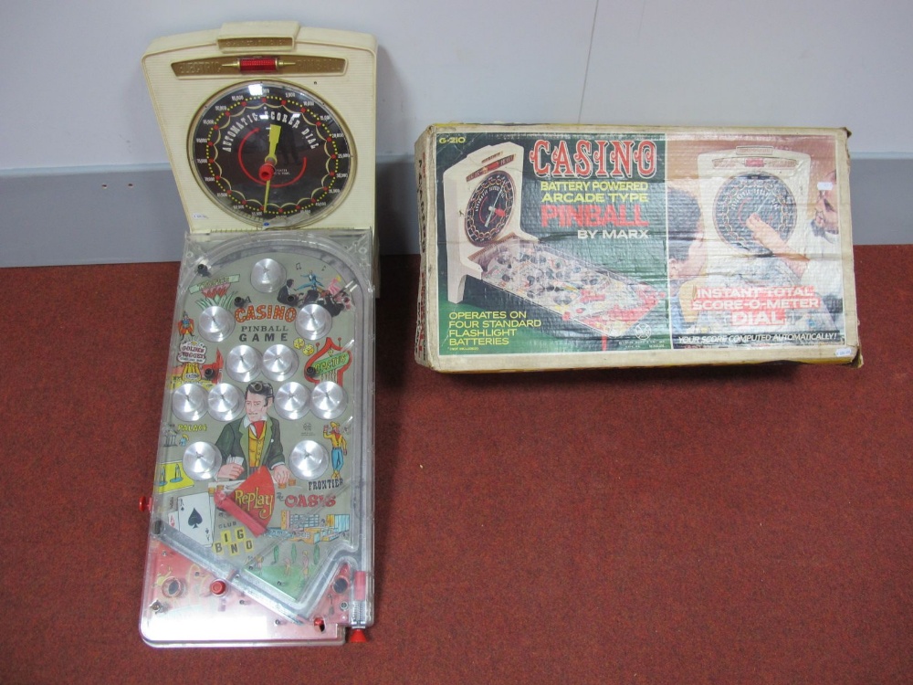 A Marx Toys #G-210 Casino Battery Powered Arcade Type Pinball Machine, circa 1960's plastic and