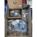 A Quantity of GB Pre-Decimal and World Coinage, including silver content:- One Tray