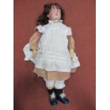 A Large Early XX Century Bisque Headed Doll, head stamped 191. Crack to back of head, sleepy eyes,