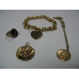 A 9ct Gold Pendant, a 9ct gold ring, pendant on chain and a bracelet.