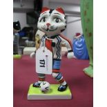 Lorna Bailey Pottery Circa 1998 Footballer, with blue shorts, 15.5cm high.