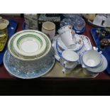 An Art Deco Sutherland China Part Tea Set, Wedgwood 'Florentine' pattern plate, three fluted glass