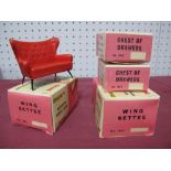 Four Boxes 1:16th Scale Dolls House Furniture by Spot-On, including #1003 wing settee (two), #1010