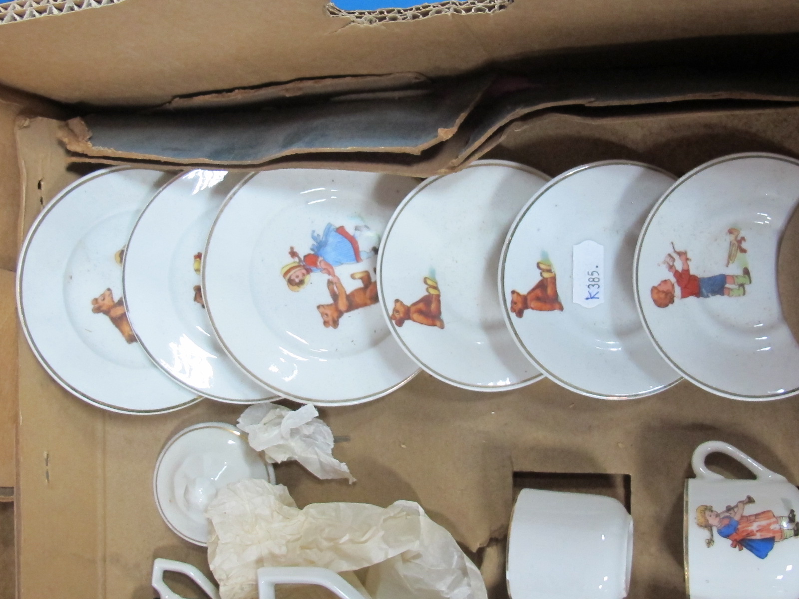 A XX Century Child's Transfer Tea Set, often with teddy bear subject, boxed, box poor. - Image 7 of 7