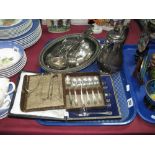 Hallmarked Silver Napkin Rings, hallmarked silver teaspoons, ladle, decorative fish slice, further