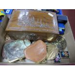 A Wooden Jewellery Box, ladies compacts, purses, 'Studs & Links' box , pill boxes, thimble, etc:-