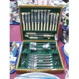 An Early XX Century Six Setting Cutlery Set, by Mappin & Webb, (forty-three pieces in total), in a