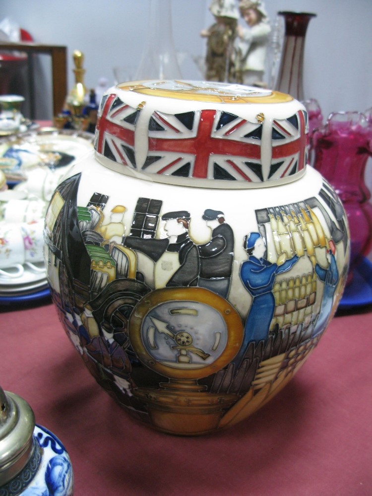 A Moorcroft Pottery Ginger Jar and Cover, in the Bullnose Morris design by Paul Hilditch, shape