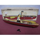 A Tinplate Clockwork Rowing Boat, by Paya, boxed.