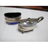 A Hallmarked Silver Lidded Mustard, together with matching salt, each of elongated oval form, with