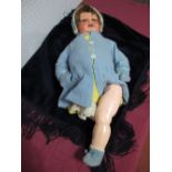 A 1st Half XX Century Bisque Headed Doll by Heubahn Keppelsdorf, head stamped 342/7, sleepy eyes,