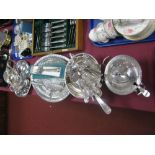 Assorted Plated Ware, including pair of sauce boats, offering dish, lidded tureen, hors d'oeuvres,