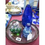 A Phoenician (Malta) Glass Scent Bottle; spherical paperweight and vase. (3)