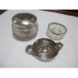 A Hallmarked Silver Lidded Tidy Jar, the pull off cover with applied half crown coin; a Chilean