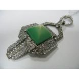 A Large French Art Deco Style Diamanté Pendant, of geometric design, stamped "Made In France",