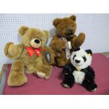 Three Modern Teddy Bears by Steiff and Gund, Steiff Manschili Panda, Steiff Bobby Bear, Gund Honey
