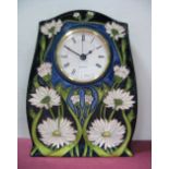 A Moorcroft Pottery Clock, in the Meadow Daisy design by Paul Hilditch, impressed and painted