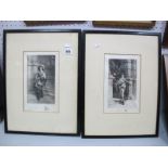 L. Ruet, Pair of Signed Etchings, after Meissonier, 'The Standard Bearer' and 'A Cavalier', 20 x