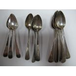 A Matched Set of Six Hallmarked Silver Old English Pattern Teaspoons, initialled; together with a