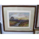 Charles Potter, (Sheffield Artist), Watercolour of Ringinglow Moors, 25 x 35.5cm, signed lower