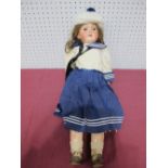 An Early XX Century Bisque Headed Doll by Max Handwerck of Germany, head stamped 283/285. Sleepy