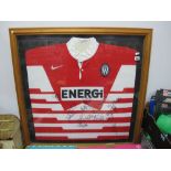 Rugby League-Wigan- Nike Player Shirt, circa 1995, bearing 'Energi' logo and many autographs in
