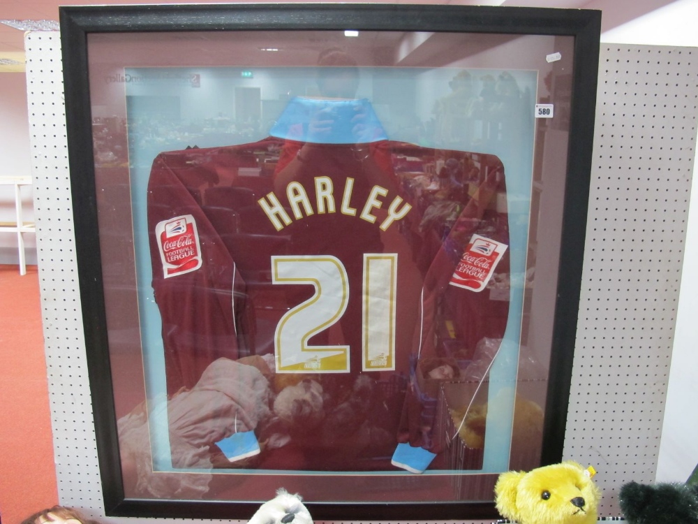 Burnley, Harley Match Worn Home Shirt, with Football League arm patches and logo to number '21',